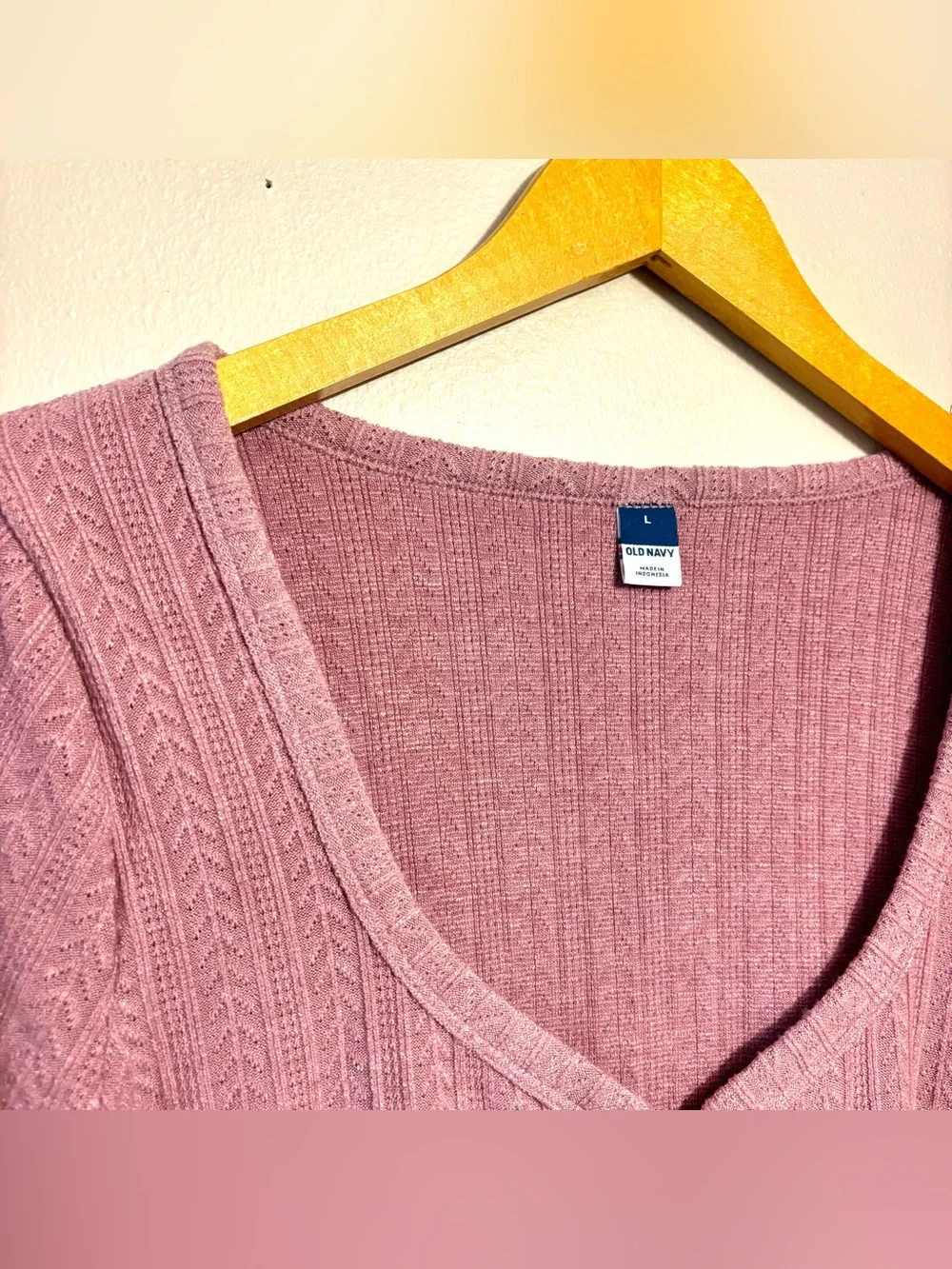 Soft Pink Ribbed Button-Front top - Picture 2 of 5
